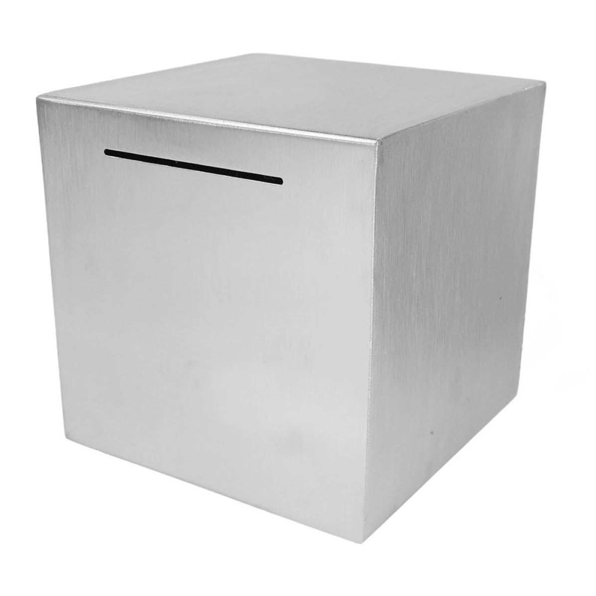 KOMBIUDA Tirelire Coffre-fort en Métal Argent 20x20x20 Cm, Boîte à Économies Inouvrable Multifonction pour Bureau et Maison, Coffre Sécurisé pour Adultes et Collecte de Dons