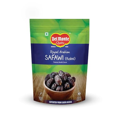 Image of Del Monte Royal Arabian Safawi (Kalmi) Dates 200 g | |Premium Safawi (Kalmi) Dates , Khajoor| Rich in Dietary Fibre | Natural and Sweet, No Added Sugar | Imported From Saudi Arabia | Dried Fruit | Healthy Snack