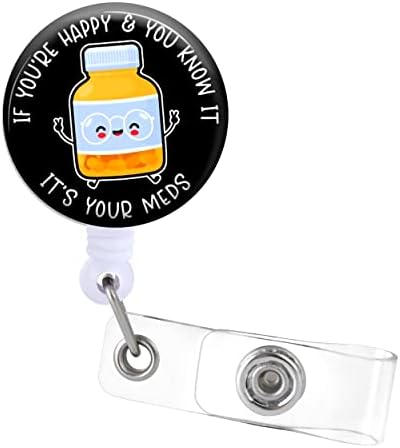 Badge Reels Holder Retractable with ID Clip for Nurse Name Tag Card Pharmacy Pharmacist Chill Pill Cute Funny Nursing Doctor Teacher Student Medical MD Work Office Alligator Clip ZJK342