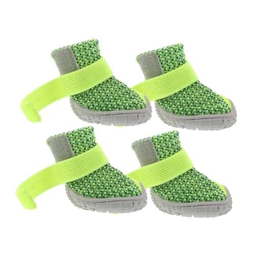 BELLIFFY 4 Piezas Pet Four Seasons Zapatos Deportivos Botines para Mascotas Patucos para Perros pequeños Zapatos de Yorkie pequeños el plastico Verde