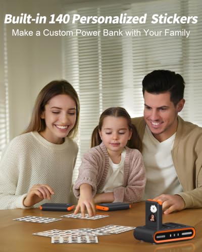 Image of GOODaaa Portable Charger, 3-Pack 10000mAh Slim Power Bank Built in Cables, 3 Outputs 1 Inputs Family Power Hub for All Mobile Devices, Charging Station Set Includes 140 DlY Stickers, for Home,Office