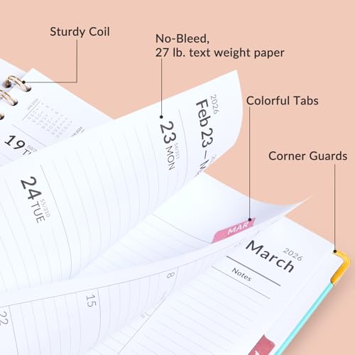 Forvencer 2026 Planner, Weekly and Monthly Calendar Planner for Women, Jan 2026 - Dec 2026, 8.5\" x 11\", Hardcover Planning Agenda book with Monthly Tabs, Spiral Bound, Inner Pocket, Cute Journal Organizer Notebook for Office School, A4 Size,Light Green