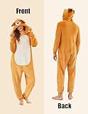 Ekouaer Tier Jumpsuit Kostüm mit Reißverschluss & Kapuzen Fleece Onesie Schlafanzug Fasching Halloween Cosplay Karneval Einteiler (Herren, Damen, Unisex) Rentier, L