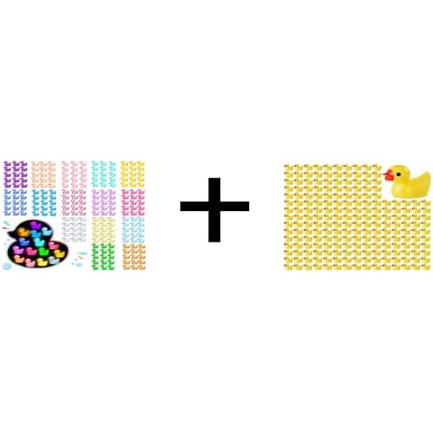 ROMROC 285PCS Mini Resin Duck Luminous Tiny Ducks (15Colors) and 200PCS Small Yellow Duck Cover