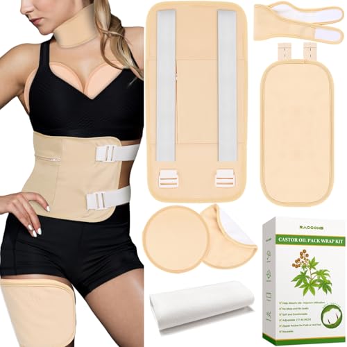 Castor Oil Pack Wrap, Adjustable Castor Oil Packs for S to Plus Size, Castor Oil Wrap Castor Oil Body Compress Pack Wraps for Entire Body Stomach Neck