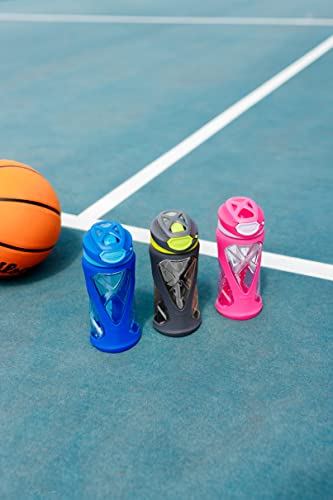 Zulu Torque 16Oz Plastic Kids Water Bottle With Silicone Sleeve And Leak-Proof Locking Flip Lid And Soft Touch Carry Loop For School Backpack, Lunchbox, Outdoor Sports, Dishwasher Safe, Mojo Blue #TOP5
