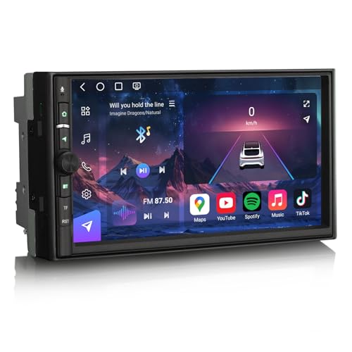 Qualcomm 8-Core 8GB RAM+128GB ROM Universal Android 14 Autoradio GPS Navigatore 7 pollici Schermo IPS 2 Din Supporto Bluetooth 5.1 CarPlay senza fili Android Auto WiFi 4G DSP FM RDS DAB+ USB OBD2