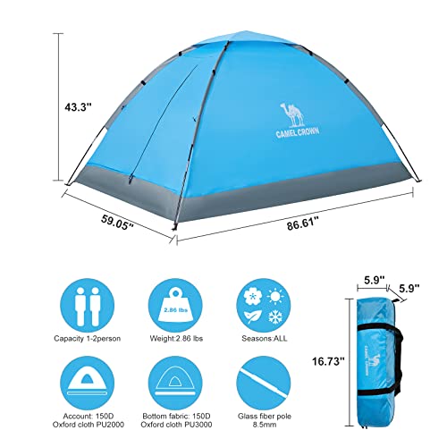 Camel 2 Person Tent, Waterproof,Spacious, Lightweight Portable Backpacking Tent For Outdoor Camping/Hiking (Blue) #TOP1