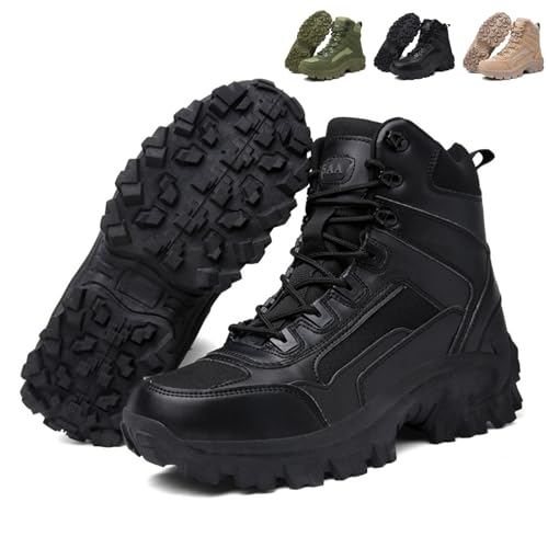 HESYSUAN Dallader - Zapatos ortopédicos cómodos e impermeables para caminar, botas tácticas de la selva de Vietnam, botas militares para airsoft, Black, 39 1/3 EU