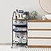 4 Tier Towel Rack for Bathroom, Towel Storage Shelf Organizer with Wheels,Floor Towels Holder Stand with Hair Tool Organizer Shelf Rustic Brown