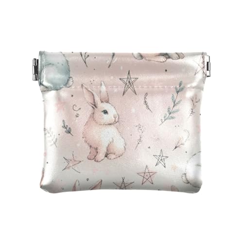 Cute Rabbit Coin Purse Leather Pouch Change Purse, Squeeze Coin Pouch for Cards, Keys & Lipsticks, Unisex