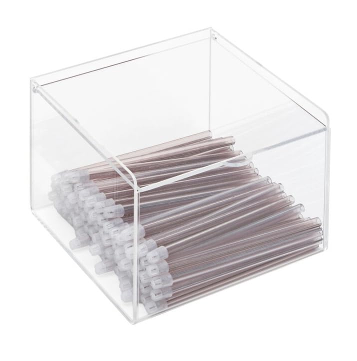 AmeriCan Goods Dental Clear Acrylic Covered Saliva Ejector Dispenser Square Saliva Ejectors Organizer Holder Professional Use Dental Cabinet Organizer