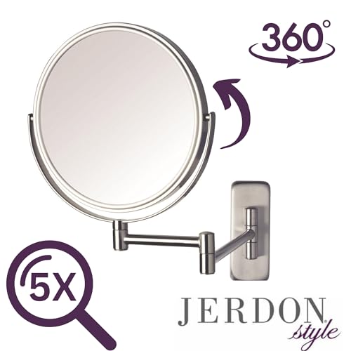Jerdon JP7506N Two-Sided Wall Mounted Nickel Finish Makeup Mirror thumb #3