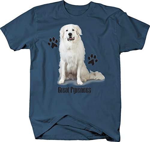 Cute White Great Pyrenees Dog Sitting Down Paw Prints Custom Tshirt - XLarge