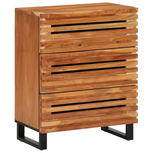 vidaXL Aparador de Madera Maciza Acacia 60x34x75 cm, Armario de almacenaje, Mueble aparador, Armario de Pasillo, Buffet, Armario de Cocina, Armario