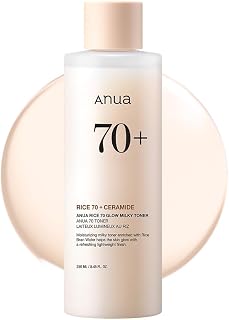 Anua Rice 70 Glow Milky Toner: Glass Dewy Skin Hydration with Rice Water, Niacinamide, Ceramides | Fragrance-Free Korean Toner 8.45oz