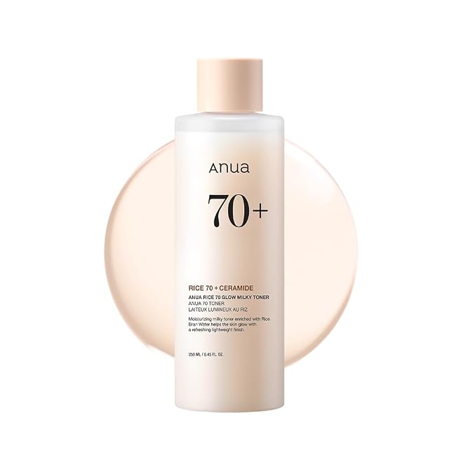 ANUA Rice 70 Glow Milky Toner for Glass Skin Rice Water Niacinamide Ceramides Panthenol Fragrance-Free Non comedogenic Fungal