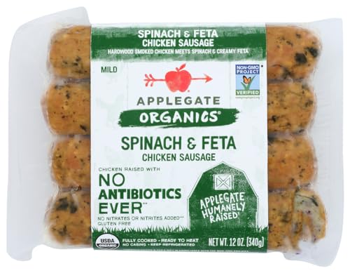 Applegate Spinach & Feta Chicken Sausage 12 Oz (4 Pack)