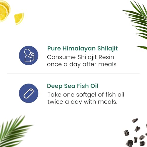 Image of Neuherbs Omega 3 Fish Oil Capsules- 200 Softgels & Shilajit Resin-15 grams Combo for Men & Women |892 Mg EPA and 594 Mg DHA |Omega-3 & Shilajit pack for Muscle, Strength & Stamina.