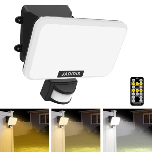 JADIDIS 30W Faretto Led da Esterno con Sensore di Movimento, 3600LM Faro LED Esterno con Telecomando, 132 Leds 4 Modalità Luci di Sicurezza, IP65 Lampade da parete per Garage Cortile Giardino
