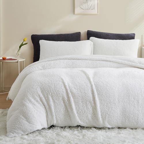 AShanlan Winter Fleece Bettwäsche 200x200 Weiß Super Warme Sherpa...