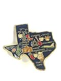 Texas Lapel Pin Texas Map with Major Cities Names and Icons Collectible Souvenir Hat Pin Texas Map D