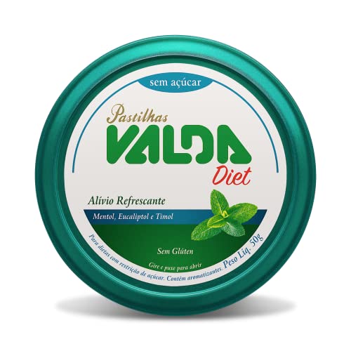 Pastilhas Valda Diet com Eucaliptol, Mentol e Timol – Sem Açúcar (Sabor Menta) - Alívio Instantâneo