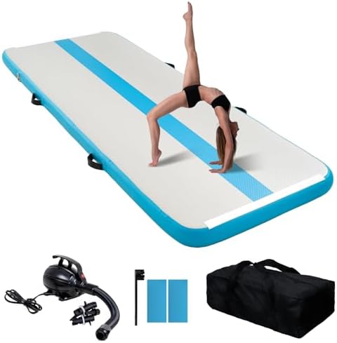 FunWater Inflatable Gymnastics Mat 10ft/13ft Tumble Track Tumbling Mat 4in Thick Gymnastic Mats for Kids with Electric Pump for Home Use/Training/Cheerleading/Gym/Yoga