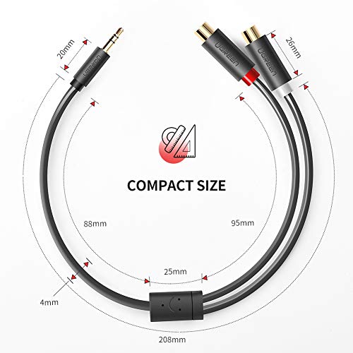 Ugreen 3.5Mm Male To 2 Rca Female Jack Stereo Audio Cable Y Adapter Gold Plated Red And White To Headphone Cord Compatible With Iphone Ipod Ipad Mp3 Tv Dvd Player Dj Controller Mixer Speaker, 0.8 Feet #TOP7