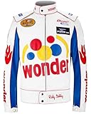MINHADO Ricky Bobby Costume Jacket Wonder Bread Racing Coat for Men Carley Faux Leather Jacket Racing Car | 3X-Large (MWJ-FL-WHT-3XL)