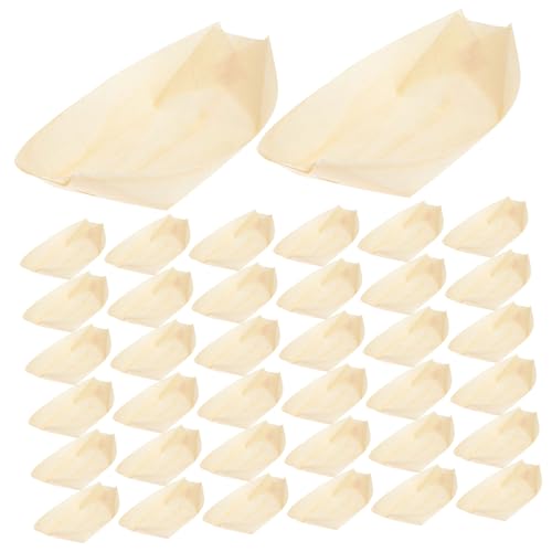 100 platos desechables de madera para sushi 11.5 cm miniatura 1