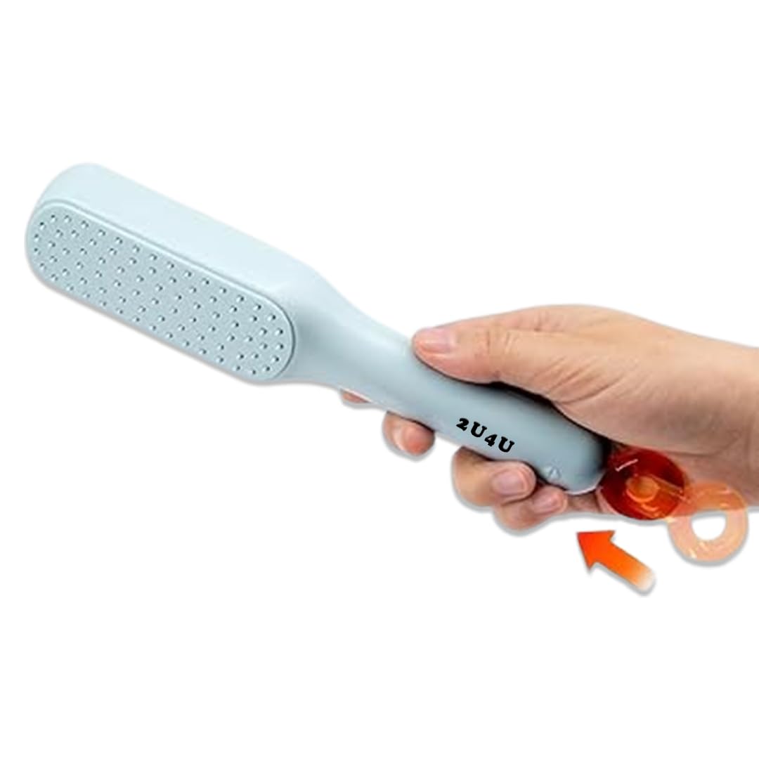 2U4U Self-Cleaning Anti-Static Hair Brush | Massage & Styling Brush with Retractable Rotary Lift Comb for Easy Cleaning-picture-52