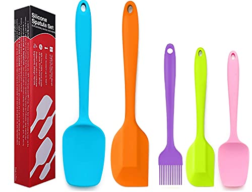 Image of Silicone Spatula Set Silicone Kitchen Utensils Set with Basting Pastry Silicone Brush Heat Resistant Non-Stick, for Cooking Baking Cake Decorating, Rubber Spatula Turner Spoonula, 5 (Multi)