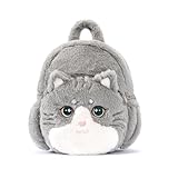 Mochila escolar 3D gloveleya Gatinha Cinza 30cm