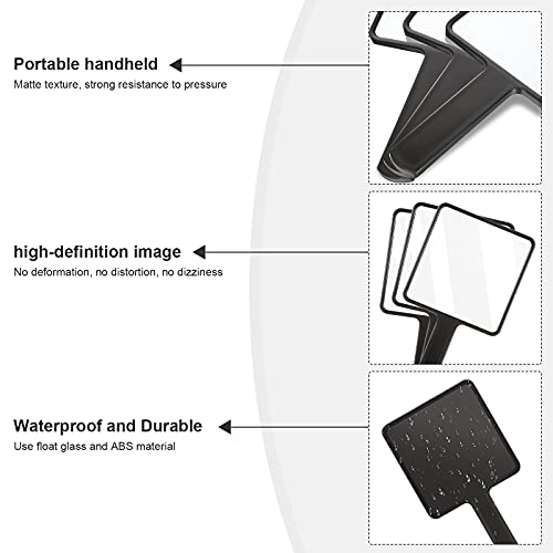 Jetec 3 Pieces Handheld Square Mirror Small Mirrors With Handle Black Hand Mirror Makeup Handheld Mirror Hairdressing Mirror For Face Makeup Portable Travel Vacation Home And Salon #TOP2
