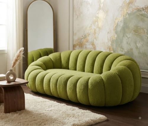 Image of CRAFTCITY 3 Seater Pumpkin Couch /Luxury Modern Upholstered Sofa for Living Room