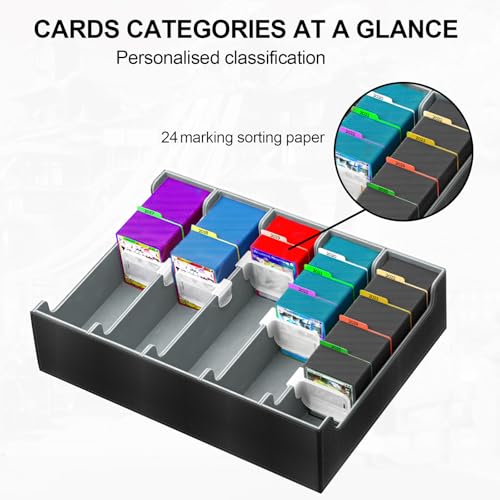 Dictien 5-reihige Deck Box, Sammelkarten Aufbewahrungsbox halt 3800+ Karten für TCG/Magic the Gathering (MTG)/ YuGiOh/Sport/Commander Karte, Magnetische Spielkarte Deckbox mit 5 Kartenhalter