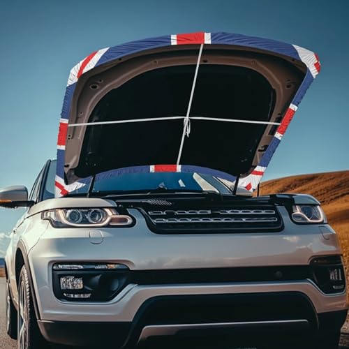 Image of British Flag Car Hood Cover Protector for Most Vehicles Sedans Trucks SUVs, Classical British Flag Stretchable Auto Accessories, British Union Jack Flag Car Bonnet Banner