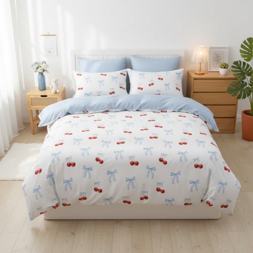 Covebett Bettwäsche Herzen Herz Bettbezug Set Microfaser Kawaii Aesthetic Mädchen Kinder Deckenbezug und Kissenbezug 80x80 mit Reißverschluss