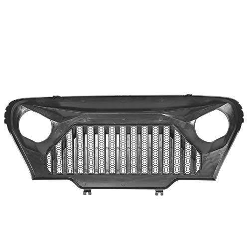 Hooke Road Wrangler Tj Grill Cover Front Vader Grille W/Mesh Inserts Compatible With Jeep Wrangler Tj Lj 1997-2006 (Angry Bird Matte Black) #TOP6