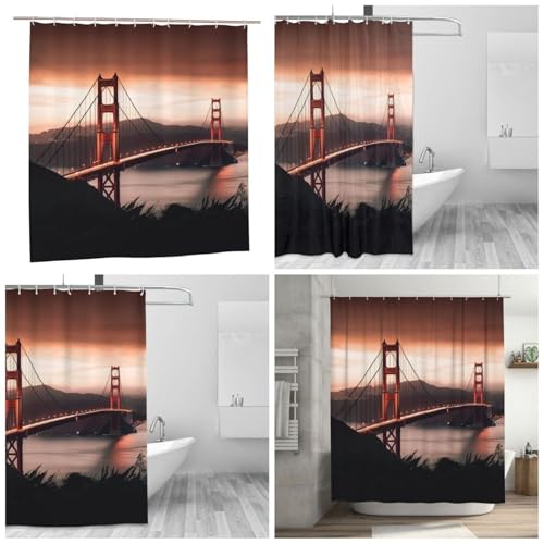 Rideau de douche Golden Gate imperméable en tissu 183x183 cm - 7