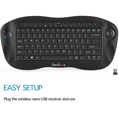 Wireless Keyboard With Trackball Mouse, 2.4G Handheld Multimedia Keyboard Built In Trackball, Scroll Wheel & Hotkeys For Htpc, Tv Box, Laptop, Desktop, Compatible With Windows, Mac, Android (Black) #TOP1