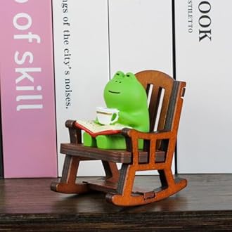 Miniature Frog Figurines - Funny Frog Sculpture for Shelf, Desk Decoration - Frog Desk Accessories - Perfect Cute Frog Gift for Frog Lovers（Rocking Chair）