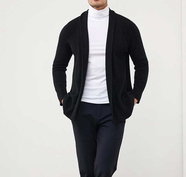 Suéter de cachemira para hombre, cárdigan de negocios, casual, talla grande, abrigo de punto