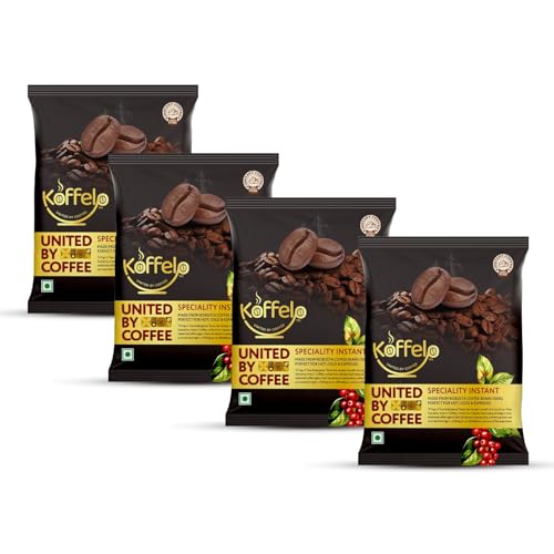 Image of Koffelo Premium Instant Coffee | 100% Indian Robusta Beans | Perfect for Hot, Cold & Espresso | Rich, Velvety & Aromatic | Speciality Instant Coffee (50gX4)