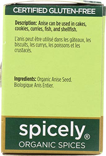 Spicely Organic Anise Seeds 0.3 Oz Certified Gluten Free
