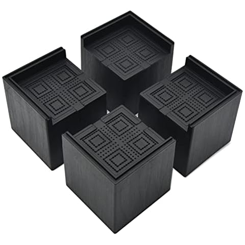 FONDDI 3 Inch Square Bed Risers Heavy Duty Furniture Lifts for Couch, Chair, Desk, Sofa Lifts Heavy Duty Supports Up to 6,600 Lbs Bed Risers 4-Pack Black Cover