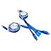 DeHasion 2 Packs 5ft 3 in 1 Charging Cable Retractable Multi Charger Cord Multiple USB Cable Micro USB Type C Universal 3 in 1 USB Cord for All Phones Samsung, Moto, BlackBerry, Nokia, LG, (Blue)