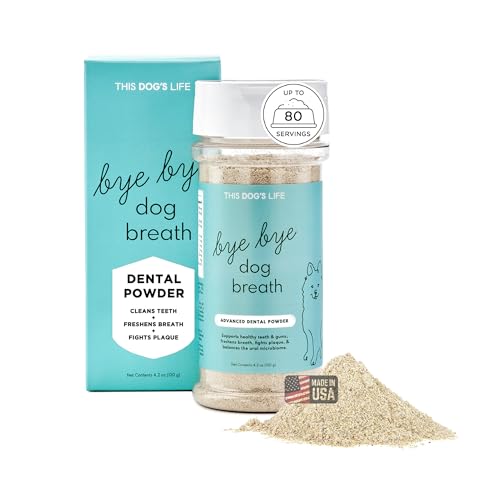 Dog Dental Powder – Vet Formulated - Cleans Teeth, Freshens Breath, Fights Plaque and Tartar – Natural Ingredients - 19 Active Ingredients - Oral Dog Probiotic - No Brushing - Made in USA