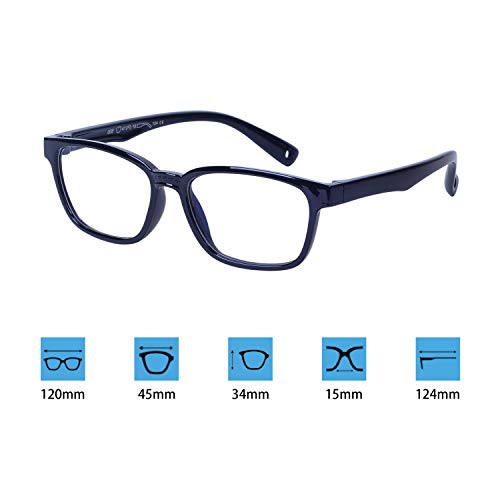 JoXiGo Kinder Brille Ohne Stärke Blaulichtfilter UV Blockieren TR90 Rahmen mit Einstellbare Brillenband + Brillenetui